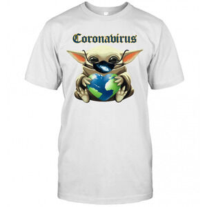 Baby Yoda Mask Heart Earth Coronavirus T-Shirt